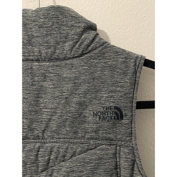 The North Face Sz S/P Heathered Gray Puffer Vest Womens Quilted Full Zip Logo - Picture 5 of 8